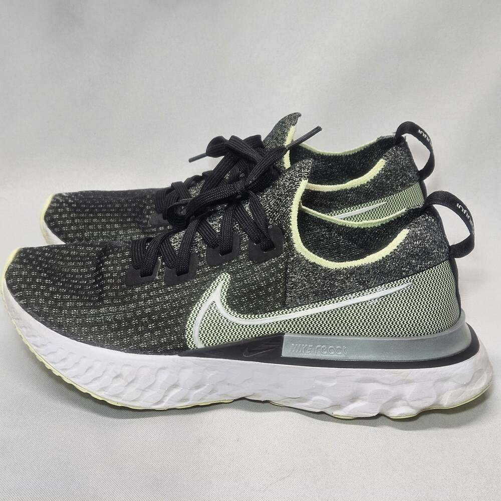 Nike React Infinity Run Flyknit Black Volt Teal CD4372-006 Women's Size 8